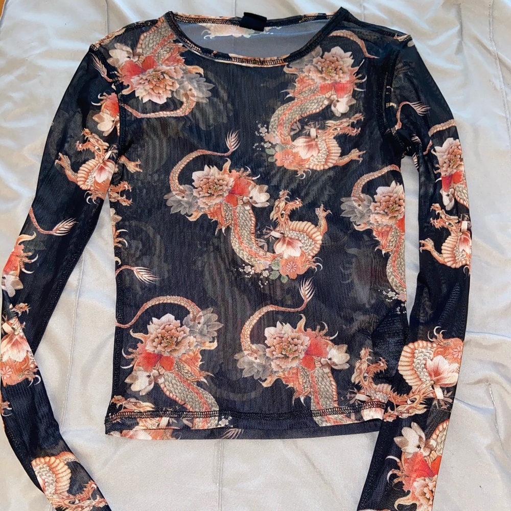 URBAN OUTFITTERS sheer dragon top